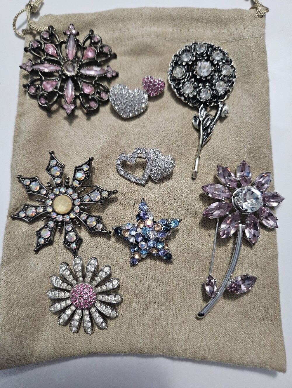 Elegant Pink Crystal Flower Brooch - Women Jewelry Swarovski
